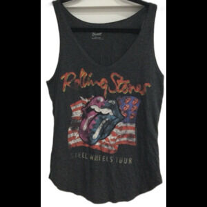 Rolling Stones Tank Top Women's Size S/P Color Black Steel Wheels Tour Graphic